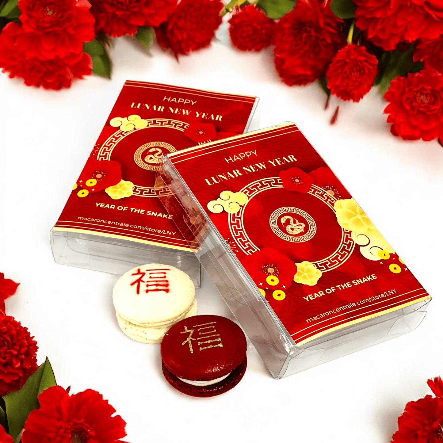 Lunar New Year Macaron Gift Box - 2 Pack (Customizable Symbols & Flavors) - Macaron CentraleLunar New Year6 Pack - 12 Macarons