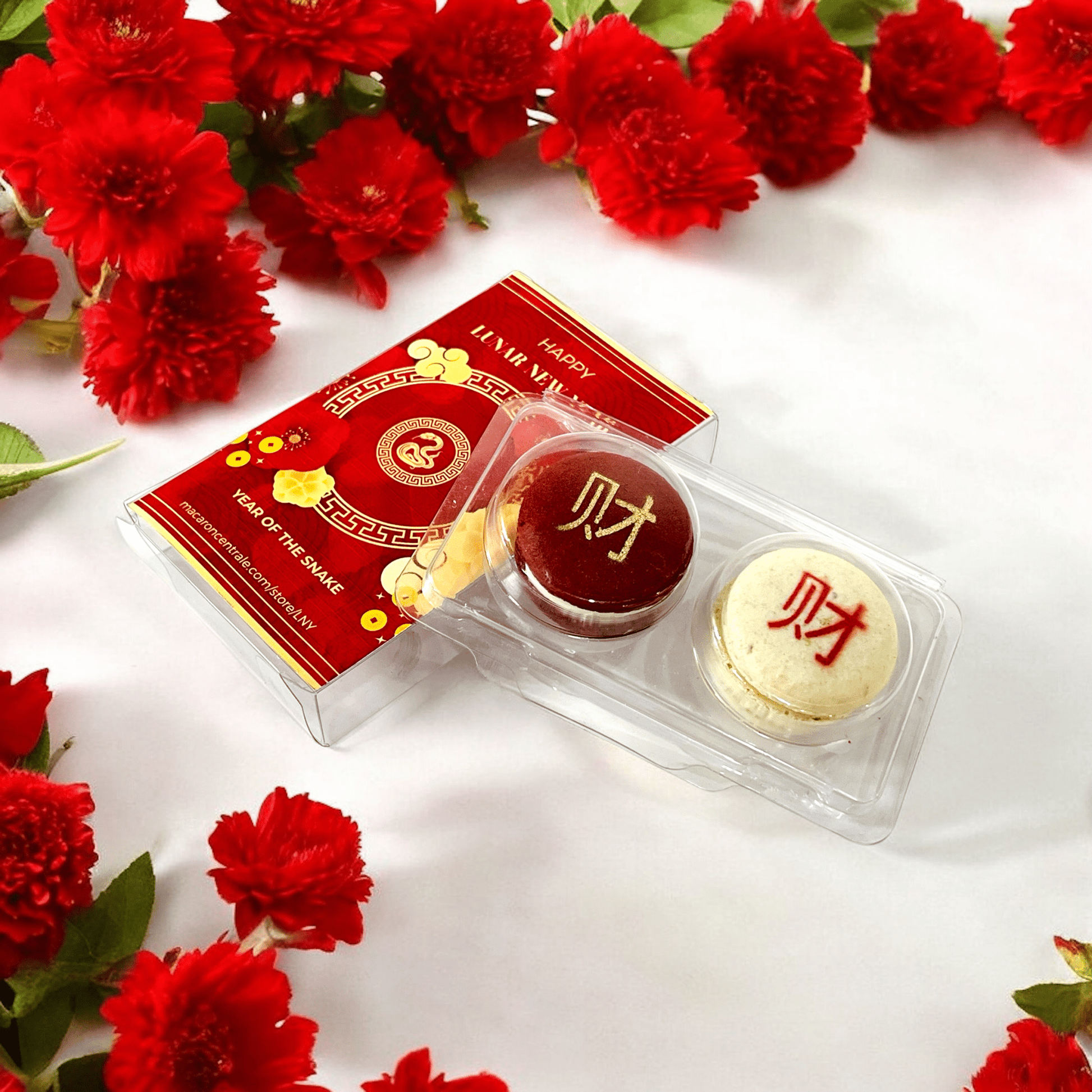 Lunar New Year Macaron Gift Box - 2 Pack (Customizable Symbols & Flavors) - Macaron CentraleLunar New Year6 Pack - 12 Macarons