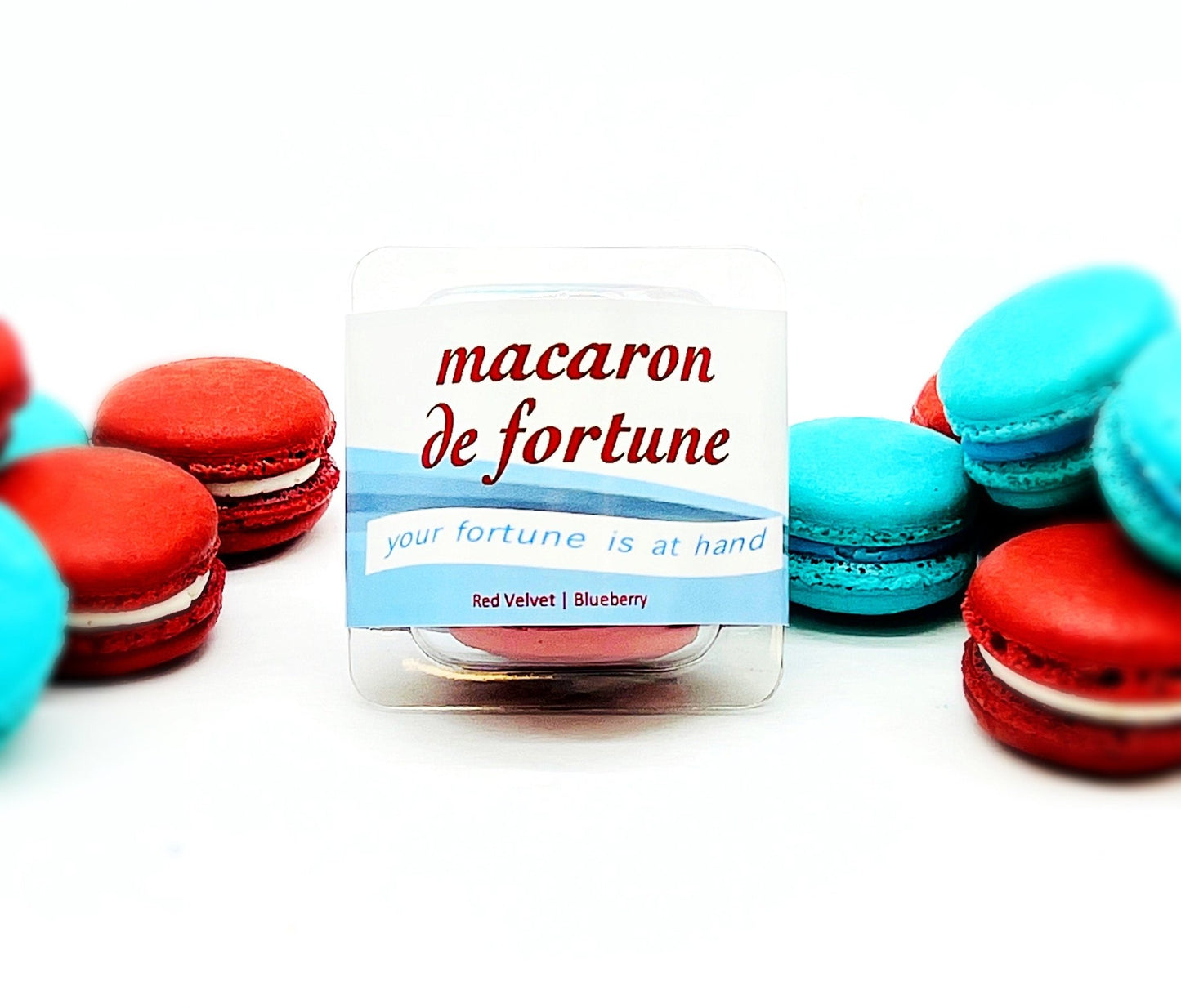 Macaron de Fortune | Fortune (French) Cookies | Blueberry & Red Velvet Macarons - Macaron Centrale2 Set