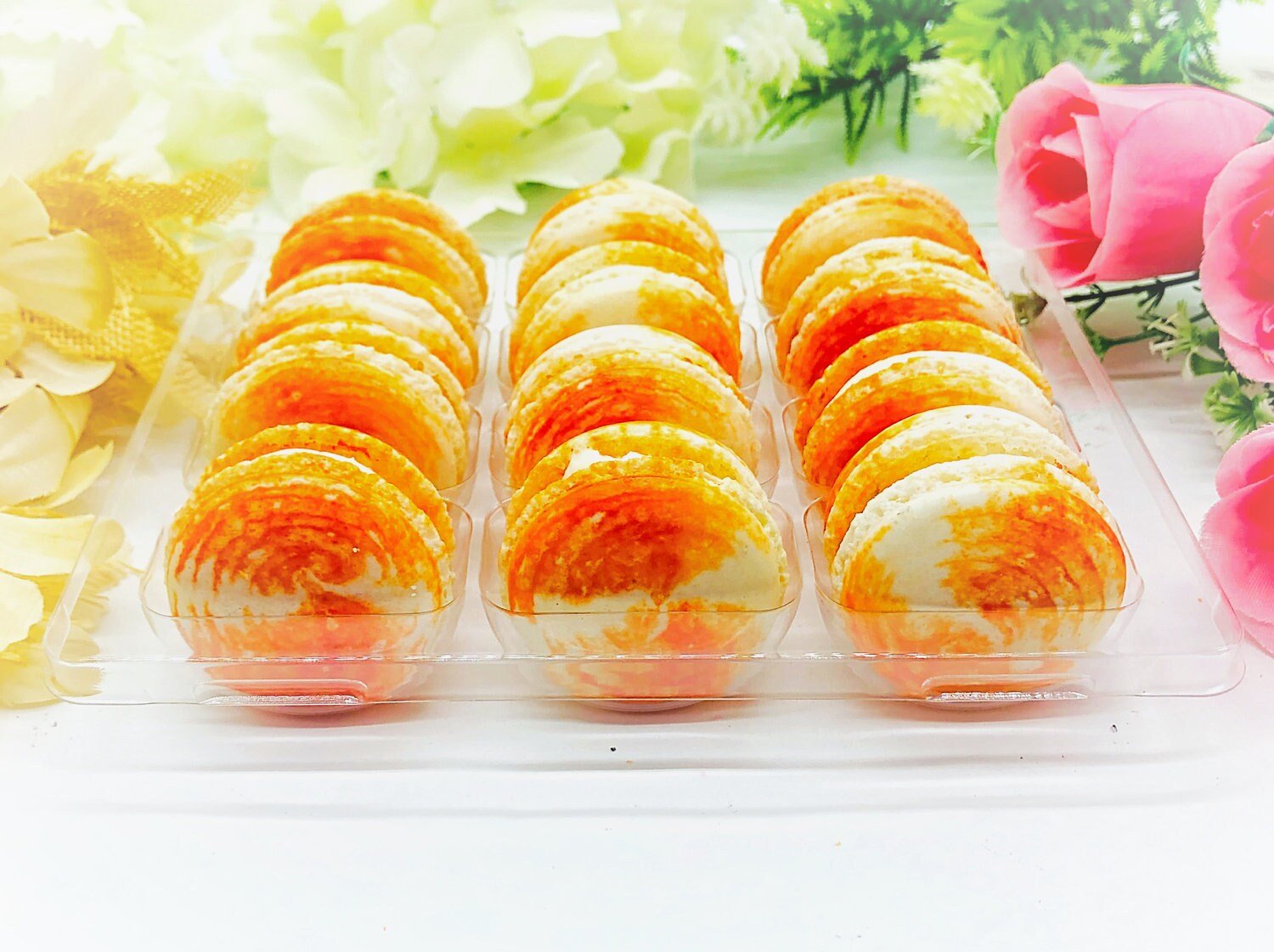 Mango Cheesecake Macarons (6 Pack) | Ideal for celebratory events. - Macaron Centrale