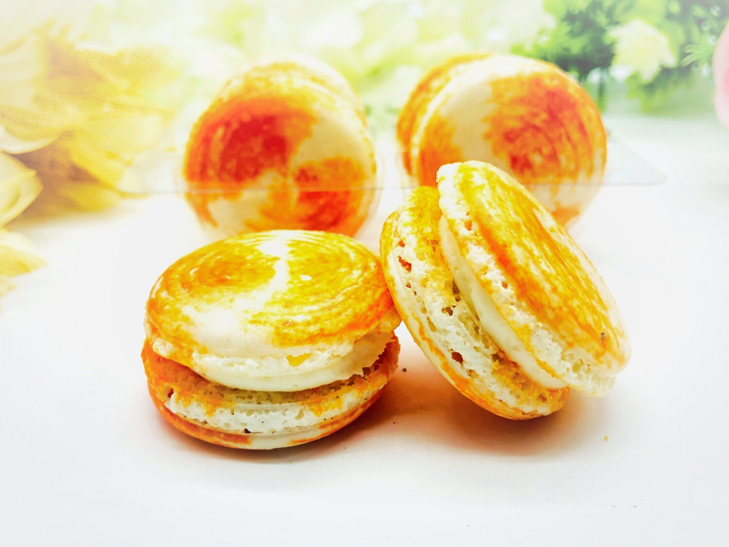 Mango Cheesecake Macarons (6 Pack) | Ideal for celebratory events. - Macaron Centrale