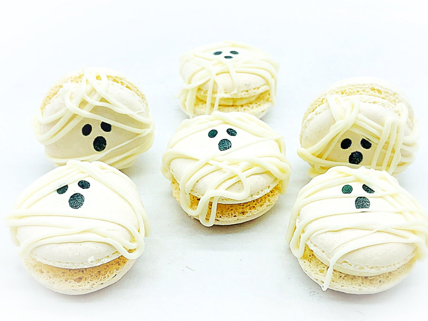 Mummy French Macarons (White) | Available in 6, 12 or 24 Pack - Macaron Centrale6 Pack