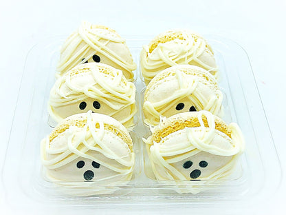 Mummy French Macarons (White) | Available in 6, 12 or 24 Pack - Macaron Centrale6 Pack