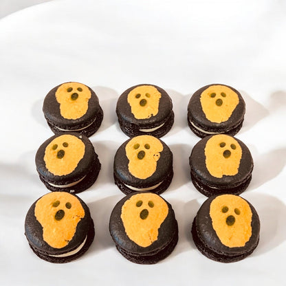 Orange Ghost Macarons – Halloween Special with Customizable Flavors - Macaron CentraleHalloween6 Pack