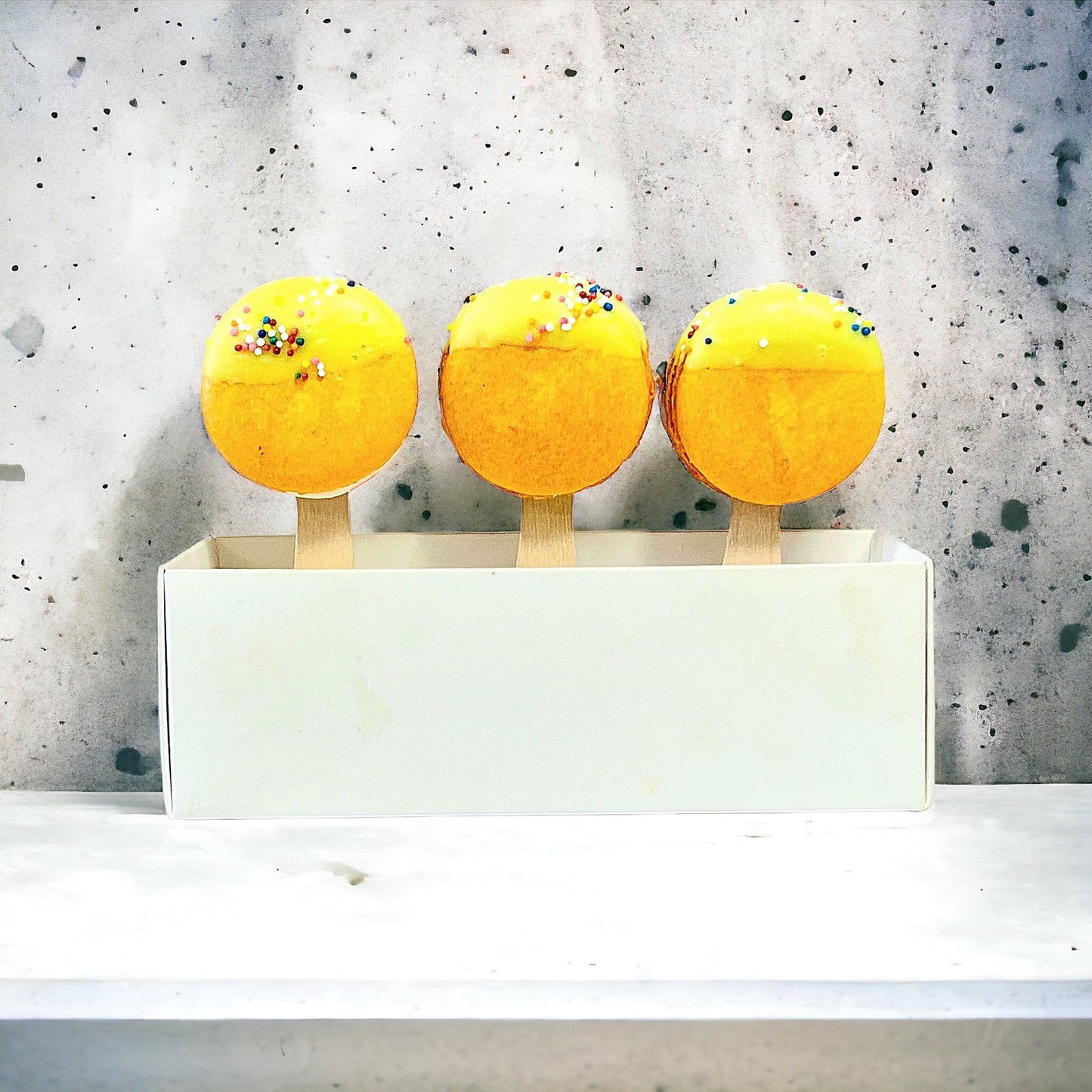 Orange Marmalade French Macaron Cake Pop | Available in 12 & 24 - Macaron Centrale12 Pack