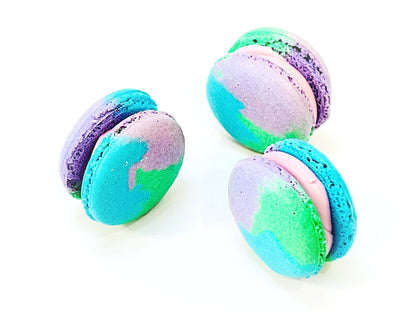 Pack pastel swirl French macarons| Gourmet Huckleberry | Available in 6 , 12 & 24 Pack - Macaron Centrale6 Pack
