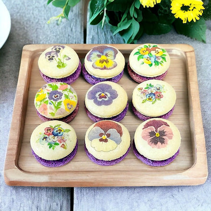 Pansy Blossom Macarons in Packs of 6, 12, or 24 - Macaron Centrale6 Pack