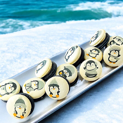 Penguin Winter Macaron Set - Grey and White - Macaron Centrale6 Pack