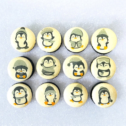 Penguin Winter Macaron Set - Grey and White - Macaron Centrale6 Pack