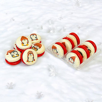 Penguin Winter Macaron Set - Red and White - Macaron Centrale6 Pack