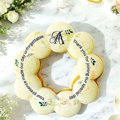 Personalized Monogram Macaron Wreath - Wedding Thank You Gift - Macaron Centrale