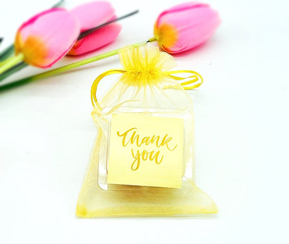 Personalized Thank you French Macarons for Guest (Gold Sheer) | Wedding Favors, Bridal Shower Favors, - Macaron CentraleWedding FavorSample (1 Set)