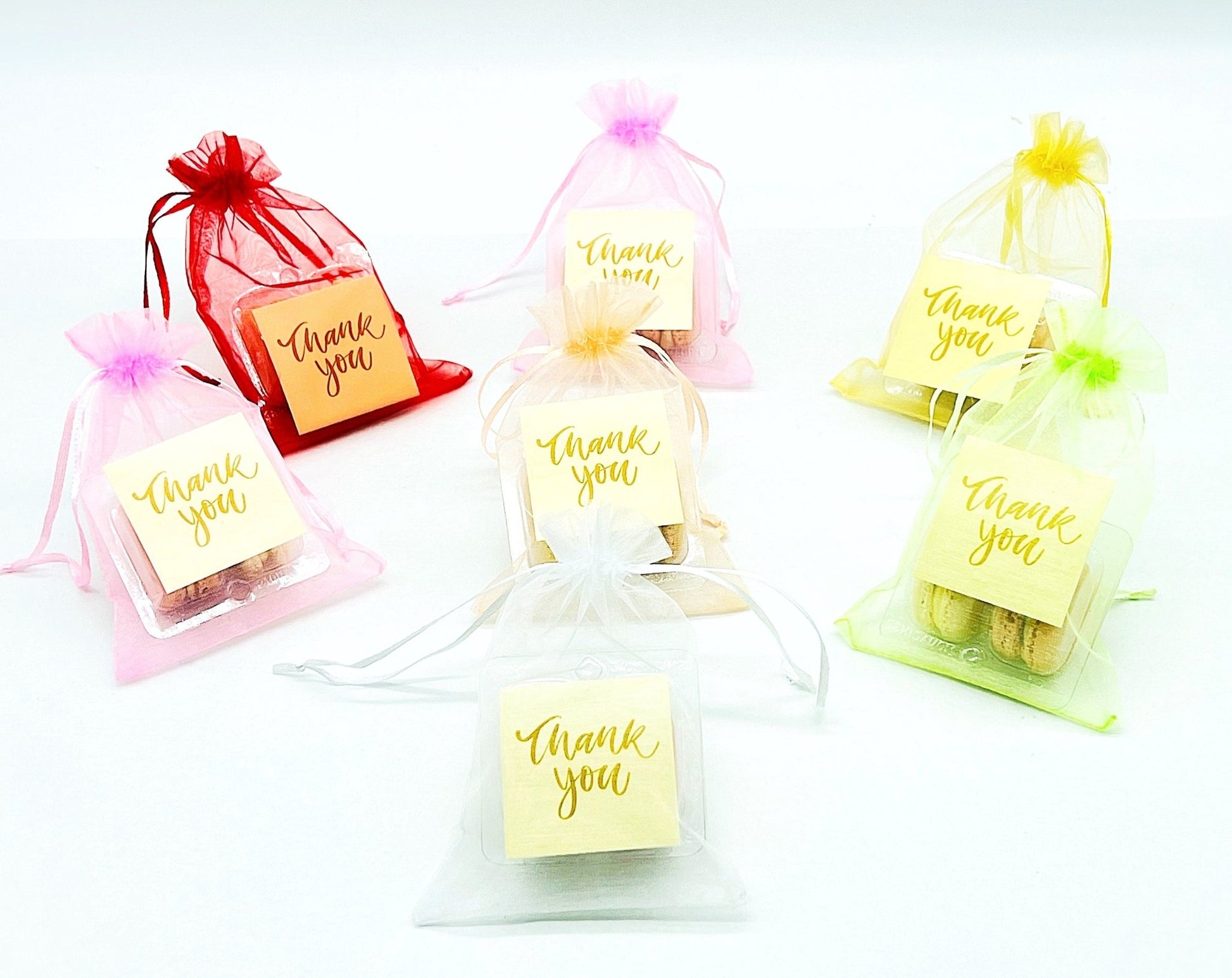 Personalized Thank you French Macarons for Guest (Green Sheer) | Wedding Favors, Bridal Shower Favors, - Macaron CentraleSample (1 Set)