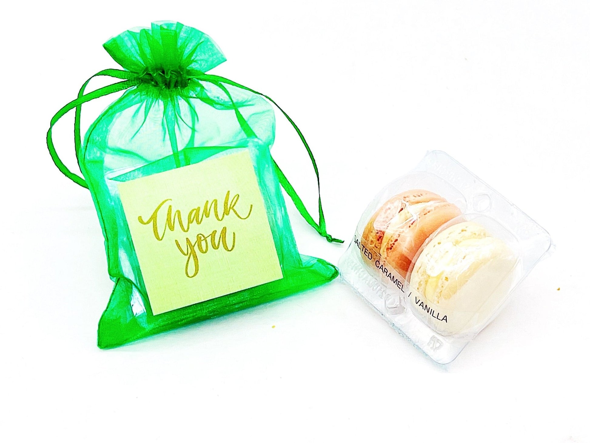 Personalized Thank you French Macarons for Guest (Green Sheer) | Wedding Favors, Bridal Shower Favors, - Macaron CentraleSample (1 Set)