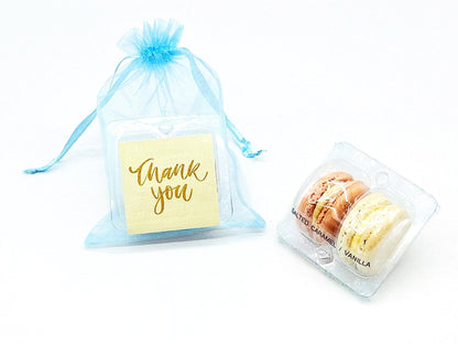 Personalized Thank you French Macarons for Guest (Light Blue) | Wedding Favors, Bridal Shower Favors, - Macaron CentraleSample (1 Set)