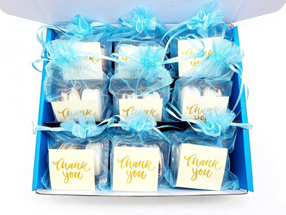 Personalized Thank you French Macarons for Guest (Light Blue) | Wedding Favors, Bridal Shower Favors, - Macaron CentraleSample (1 Set)