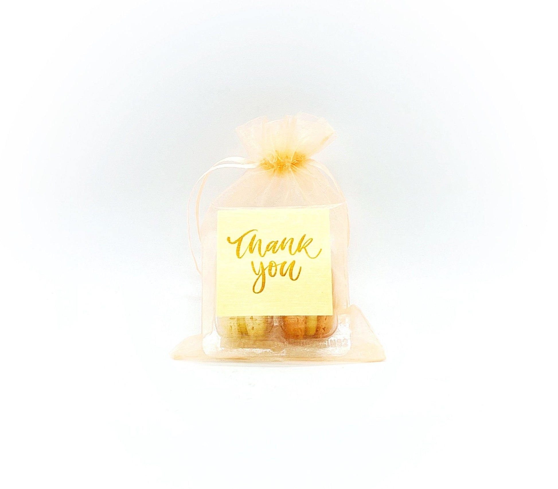 Personalized Thank you French Macarons for Guest (Peach Sheer) | Wedding Favors, Bridal Shower Favors, - Macaron CentraleWedding FavorSample (1 Set)