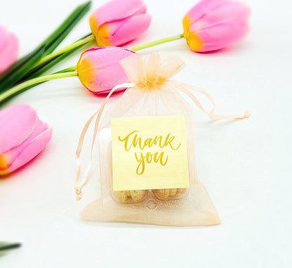 Personalized Thank you French Macarons for Guest (Peach Sheer) | Wedding Favors, Bridal Shower Favors, - Macaron CentraleWedding FavorSample (1 Set)