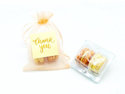 Personalized Thank you French Macarons for Guest (Peach Sheer) | Wedding Favors, Bridal Shower Favors, - Macaron CentraleWedding FavorSample (1 Set)