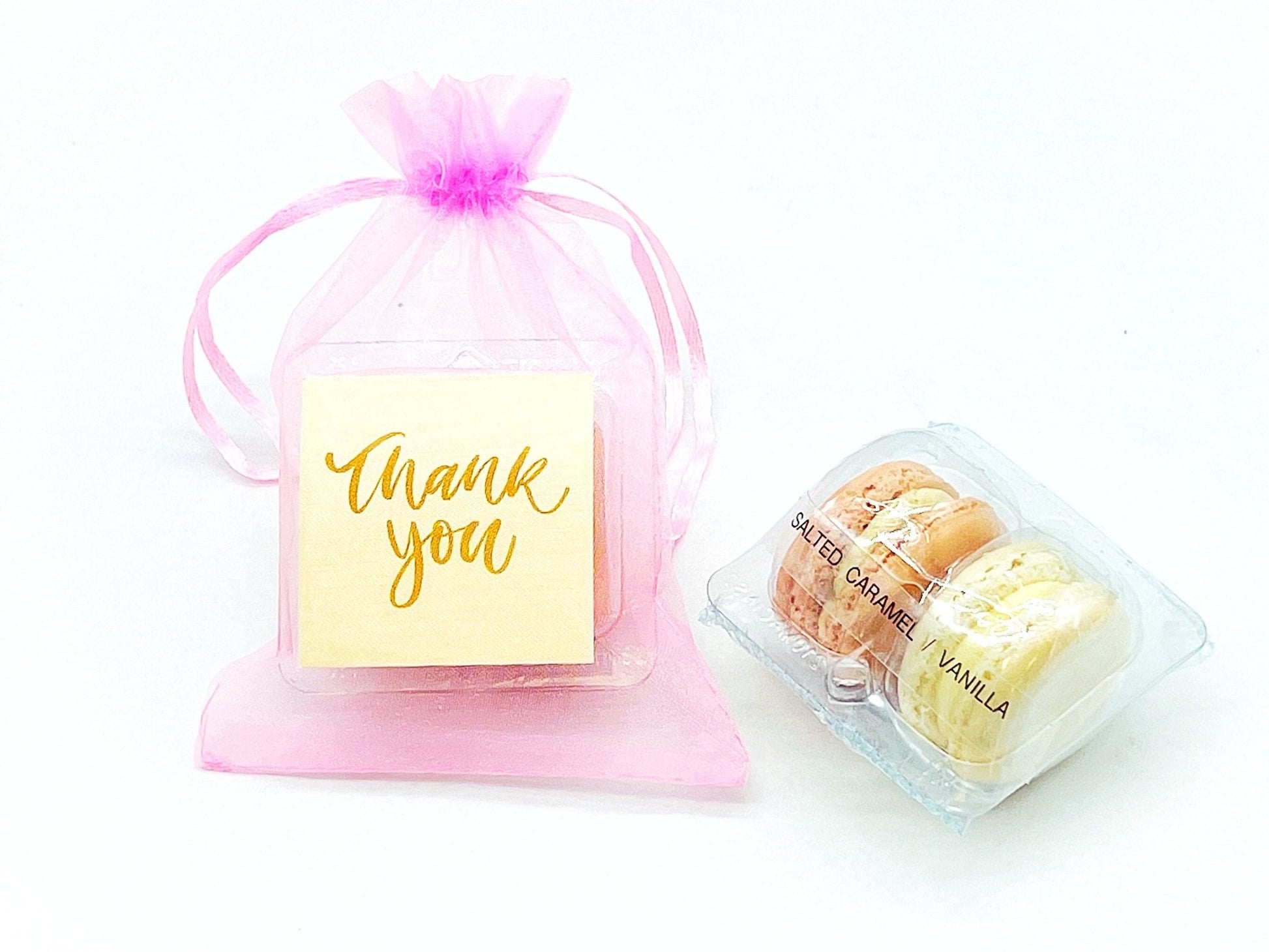 Personalized Thank you French Macarons for Guest (Pink Sheer) | Wedding Favors, Bridal Shower Favors, - Macaron CentraleWedding FavorSample (1 Set)