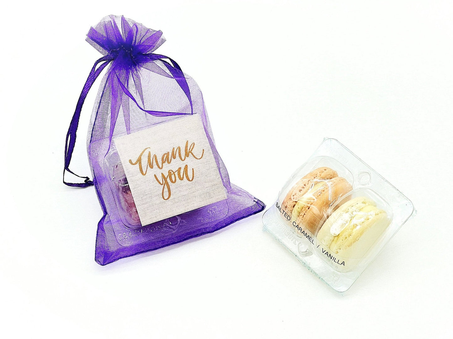 Personalized Thank you French Macarons for Guest (Purple) | Wedding Favors, Bridal Shower Favors, - Macaron CentraleWedding FavorSample (1 Set)