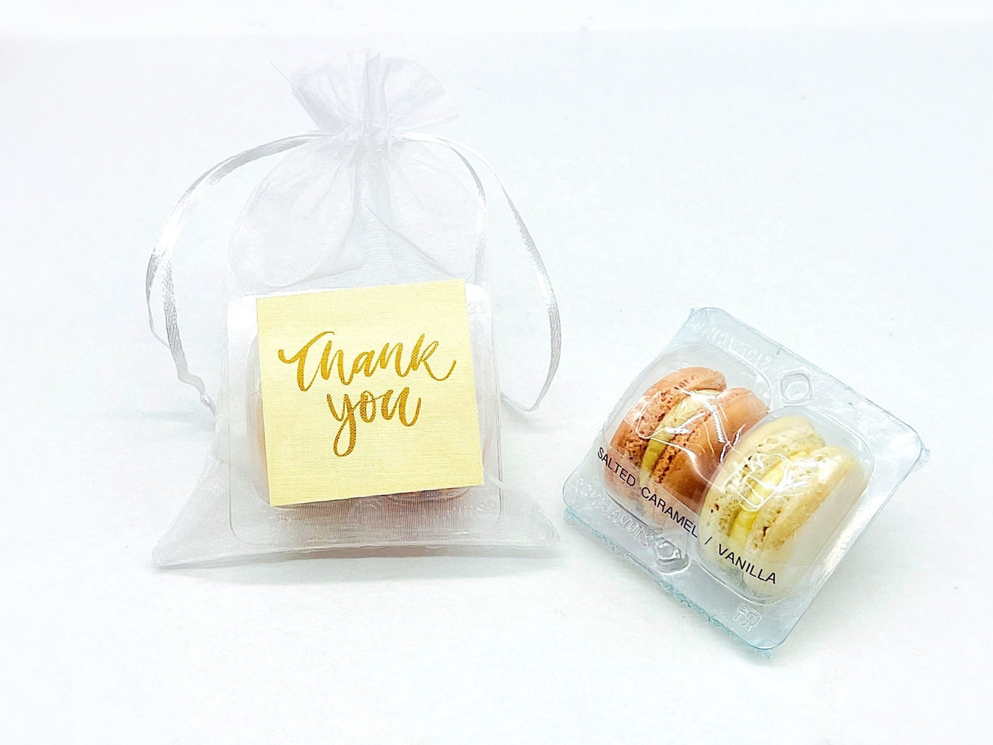 Personalized Thank you French Macarons for Guest (White Sheer) | Wedding Favors, Bridal Shower Favors, - Macaron CentraleWedding FavorSample (1 Set)