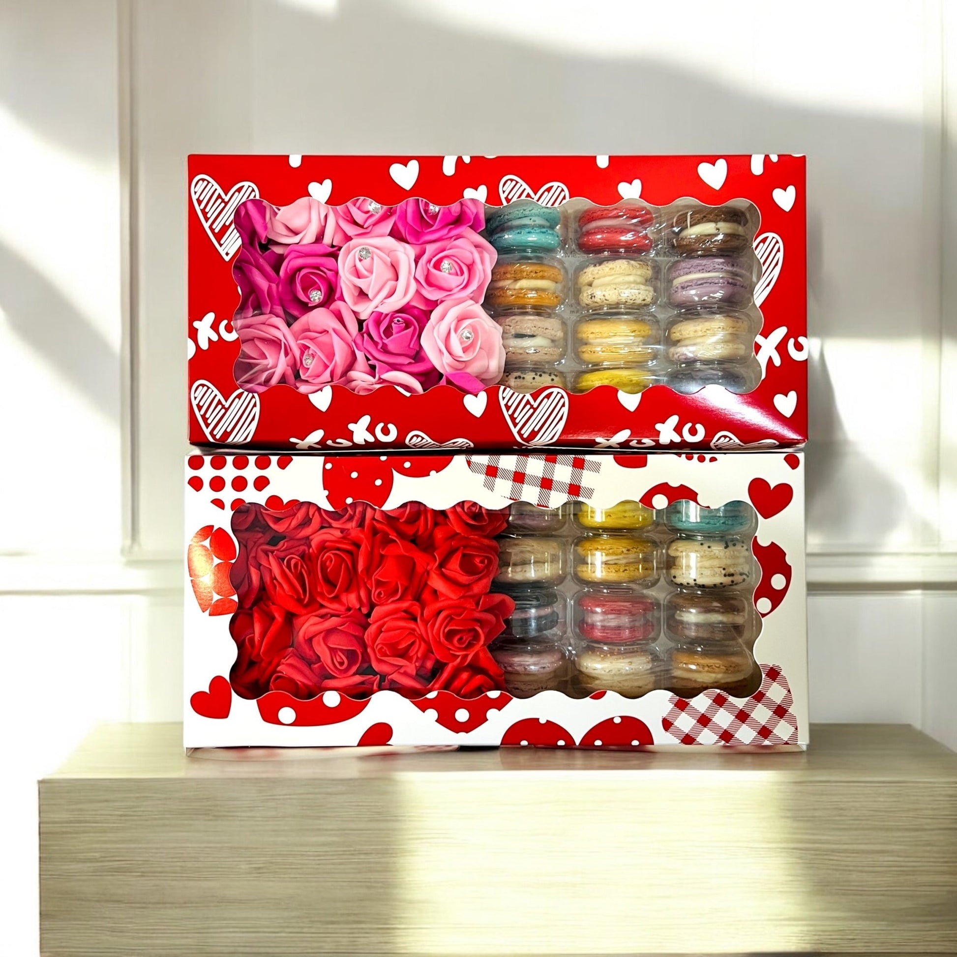 Personalized Valentine’s Gift Box – Custom Macarons & Rose Decor - Macaron CentraleValentine'sWith Pink Rose