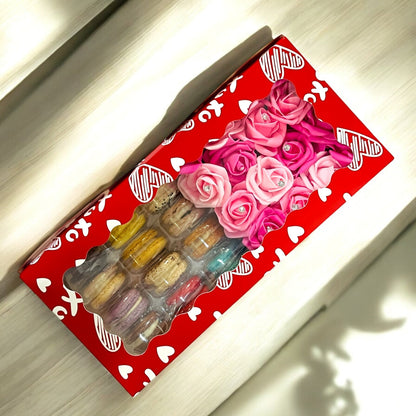 Personalized Valentine’s Gift Box – Custom Macarons & Rose Decor - Macaron CentraleValentine'sWith Pink Rose