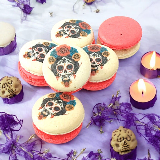 Pink Day of the Dead Macarons - Macaron CentraleHalloween6 Pack