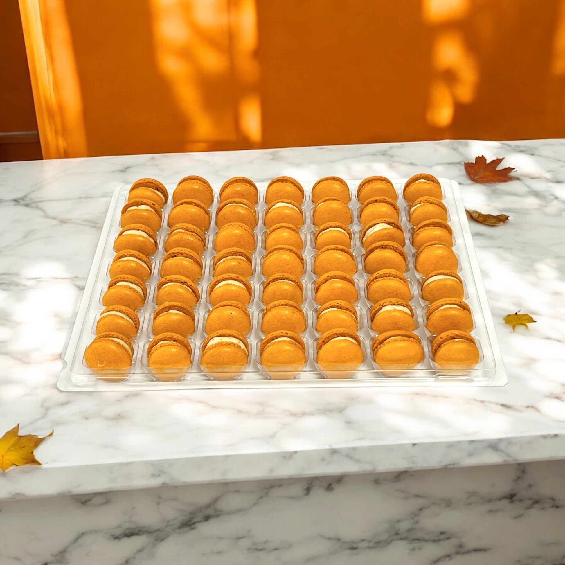 Pumpkin Mini Macarons - Perfect for Decorating Cupcakes, Cakes, Ice Cream, and More! - Macaron Centrale16 Pack