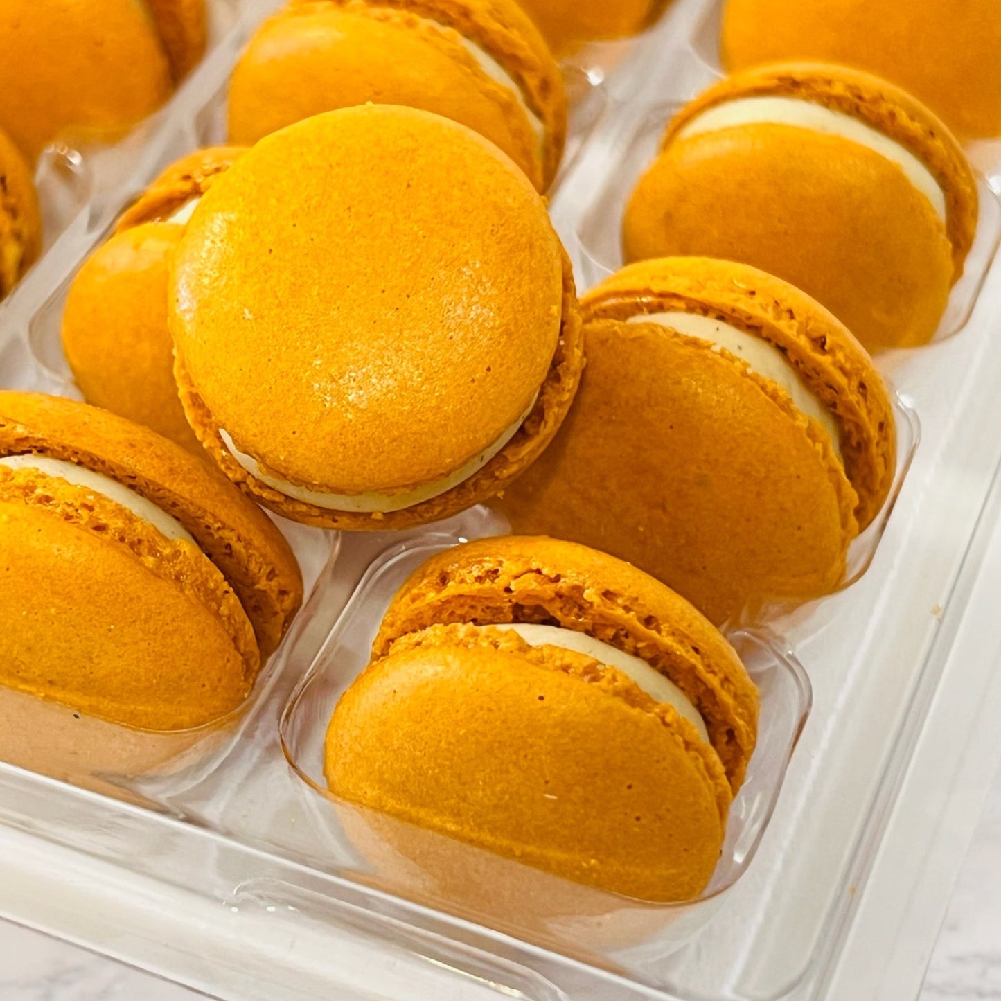 Pumpkin Mini Macarons - Perfect for Decorating Cupcakes, Cakes, Ice Cream, and More! - Macaron Centrale16 Pack