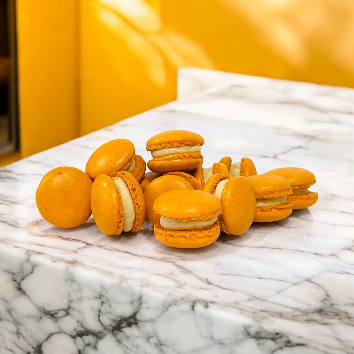 Pumpkin Mini Macarons - Perfect for Decorating Cupcakes, Cakes, Ice Cream, and More! - Macaron Centrale16 Pack