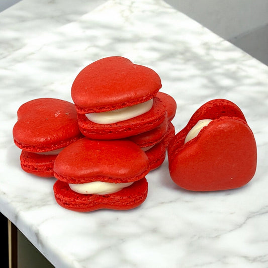 Red Heart French Macarons | Ideal for Valentine's Day gifts, birthdays, weddings, anniversaries and more - Macaron CentraleValentine'sDefault (Chocolate)12 Pack