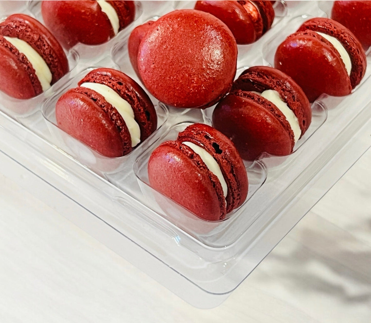 Red Velvet Mini Macarons - Perfect for Decorating Cupcakes, Cakes, Ice Cream, and More! - Macaron Centrale16 Pack