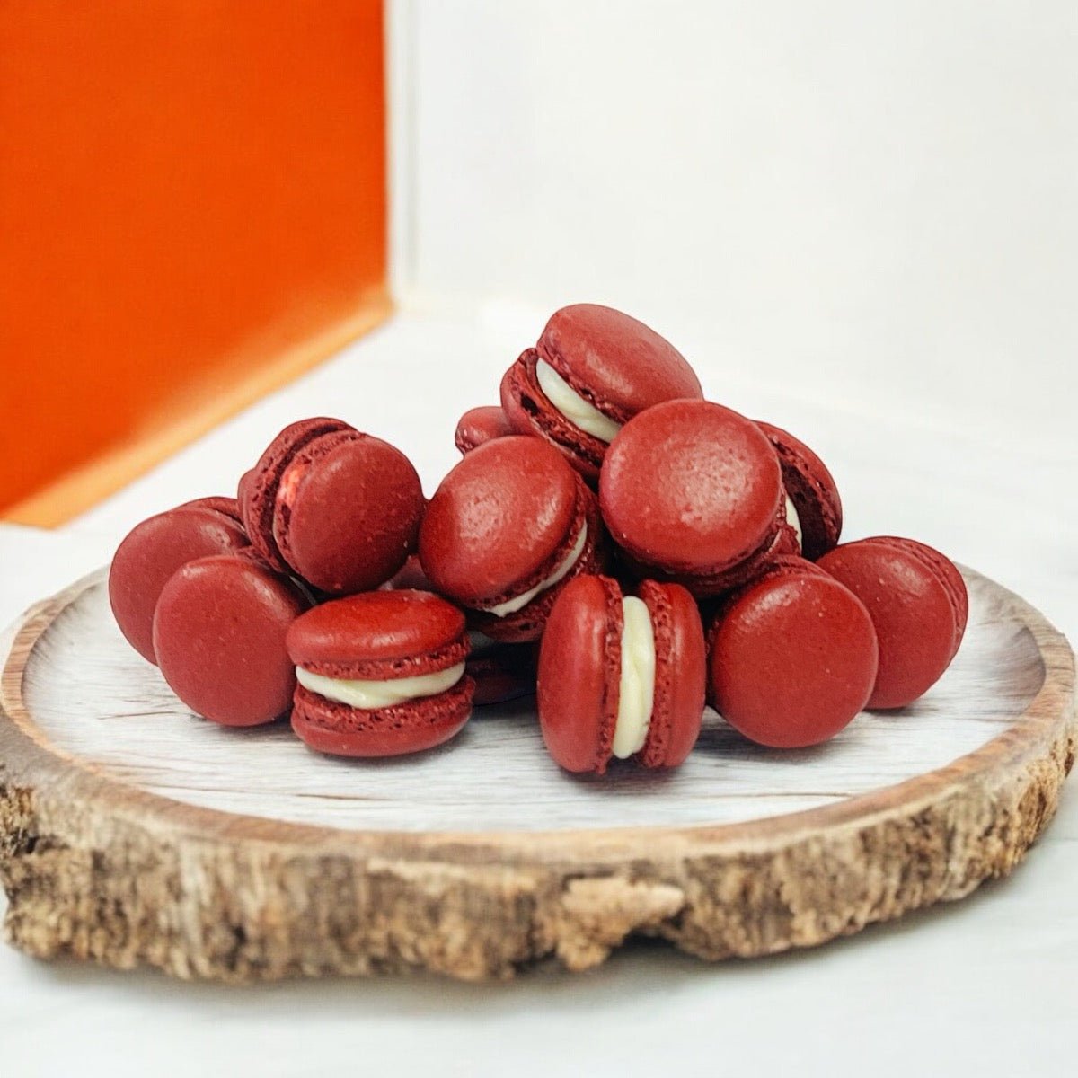 Red Velvet Mini Macarons - Perfect for Decorating Cupcakes, Cakes, Ice Cream, and More! - Macaron Centrale16 Pack