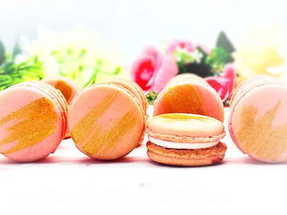 Rosewater Gold Brushed Macarons | Perfect for your next celebratory events. - Macaron Centrale12 pack