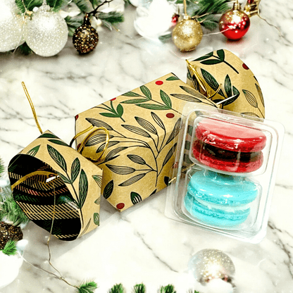 Rustic Holiday Candy Wrap Macaron Set - 6 Designs, Choose Your Flavors - Macaron Centrale6 Candies (12 macarons)