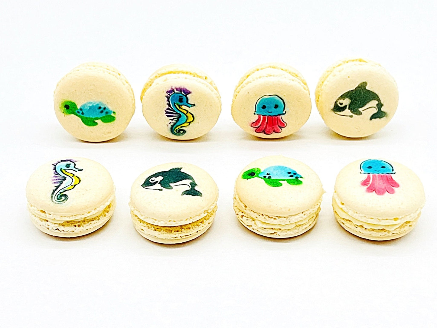 Sea Animals French Macaron Set | Available in 12 & 24 Pack - Macaron CentraleVanilla6 Pack