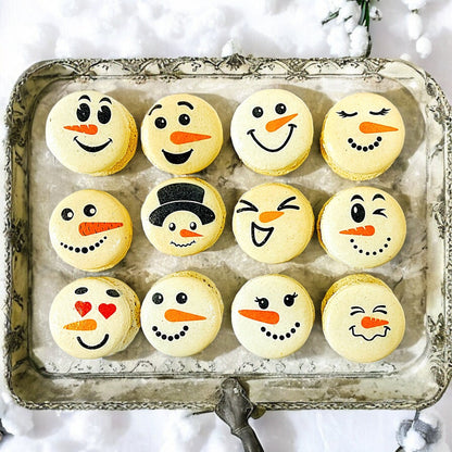 Snowman Macarons – Printed Holiday Treats – Customizable Flavors - Macaron Centrale6 Pack