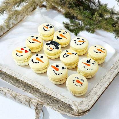 Snowman Macarons – Printed Holiday Treats – Customizable Flavors - Macaron Centrale6 Pack