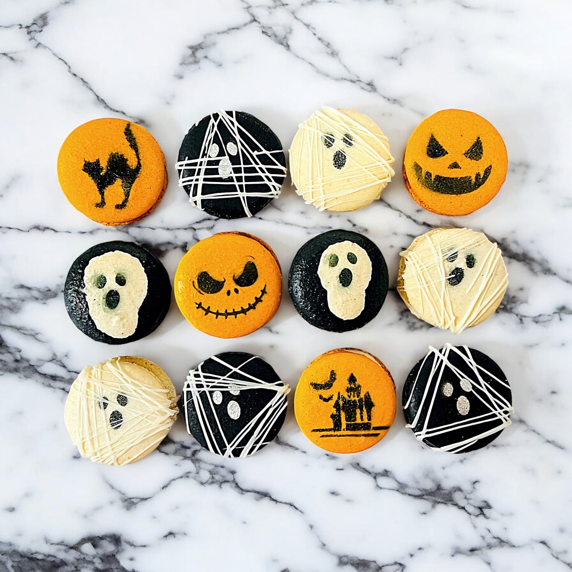 Spooky Halloween Macaron Set – Kid Friendly Option - Macaron CentraleHalloweenwith blackberry - kid friendly12 Pack