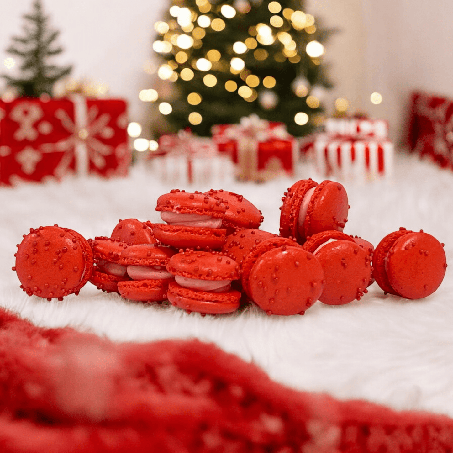 Strawberry Mini Macarons - Perfect for Decorating Cupcakes, Cakes, Ice Cream, and More! - Macaron Centrale16 Pack