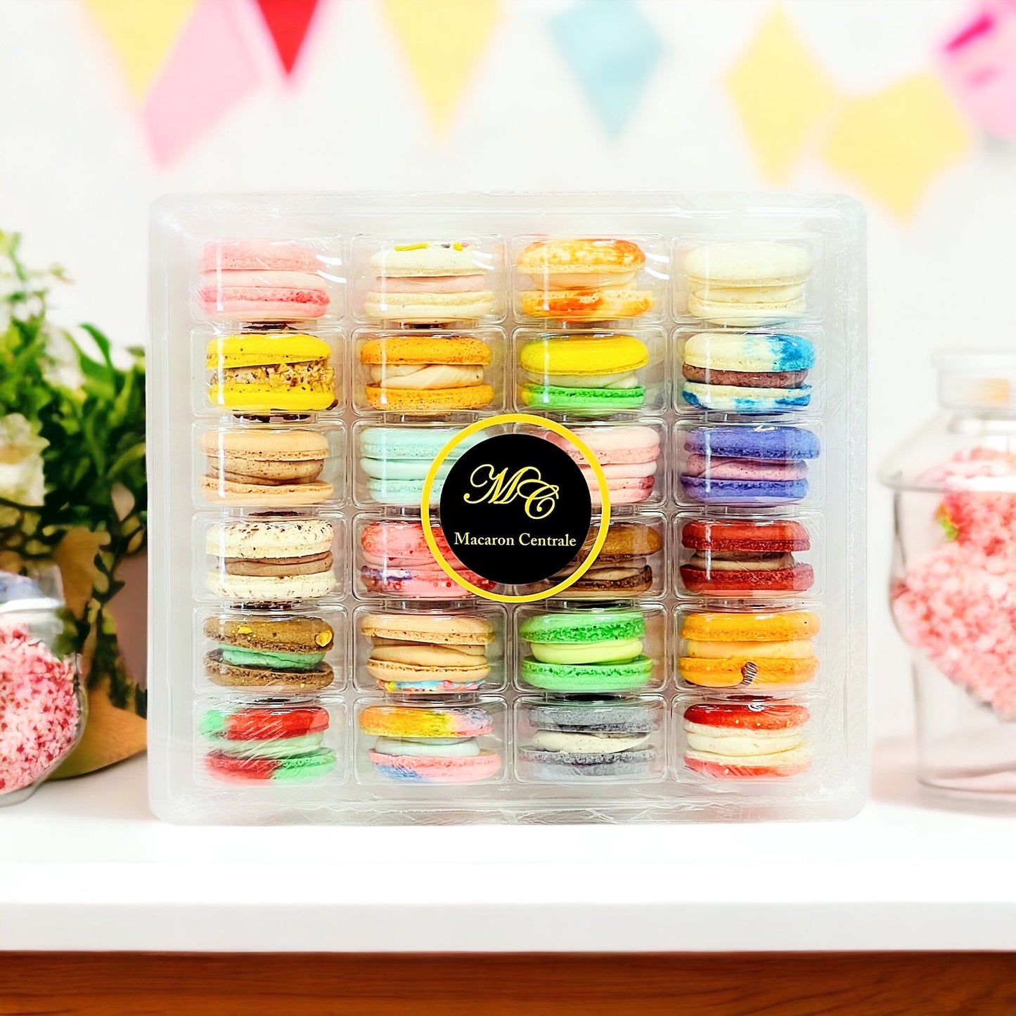 Surprise Me! 24 Pack Vegan French Macarons Set | , Dairy Free | 24 Different Flavors of Fun! | Complimentary Gift Box Available - Macaron CentraleStandard Package