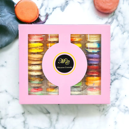 Surprise Me! 24 Pack Vegan French Macarons Set | , Dairy Free | 24 Different Flavors of Fun! | Complimentary Gift Box Available - Macaron CentraleStandard Package