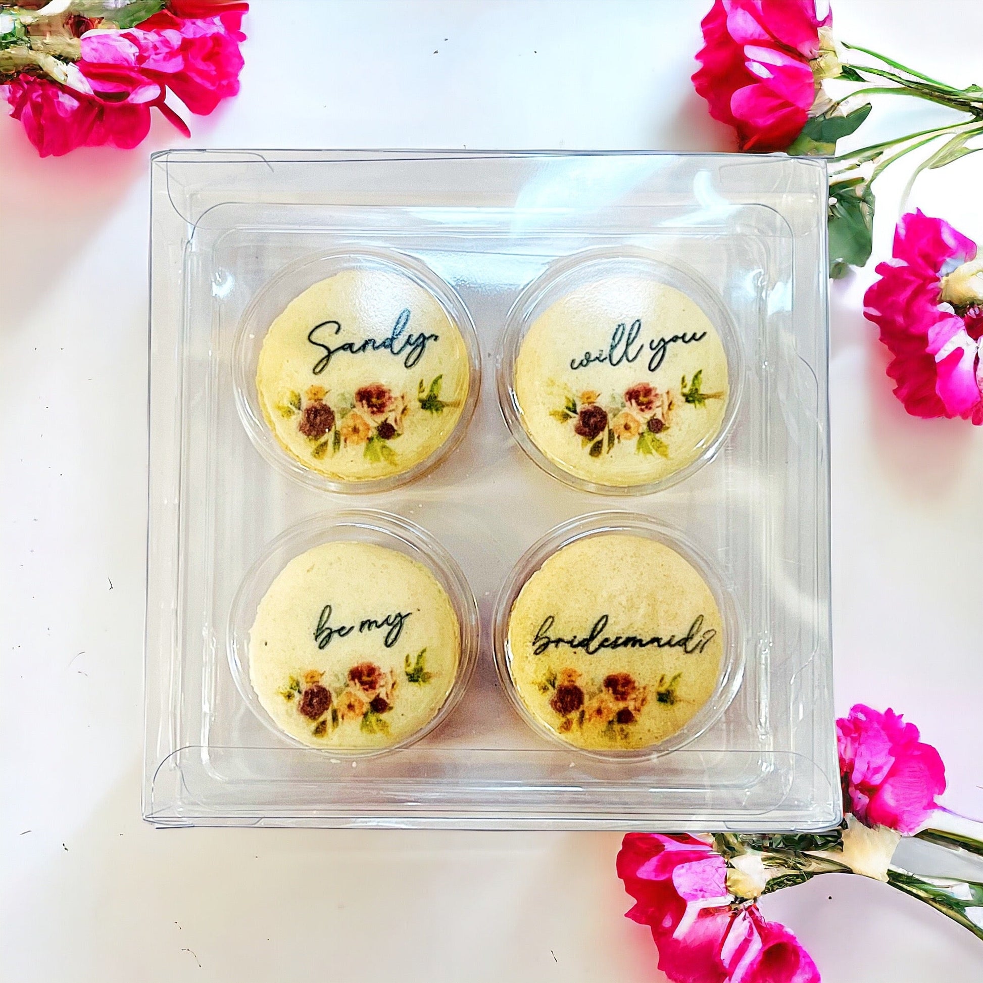 Sweet Sentiments: Personalized 'Will You Be My Bridesmaid?' Macaron Set - Macaron CentraleWedding Favor1 Set