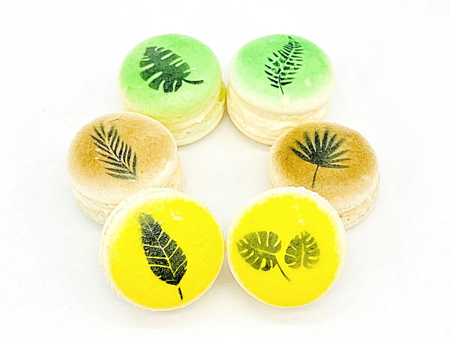 The Leaves French Macarons | Available in 6 , 12 & 24 Pack - Macaron CentraleWhite/ Yellow6 Pack