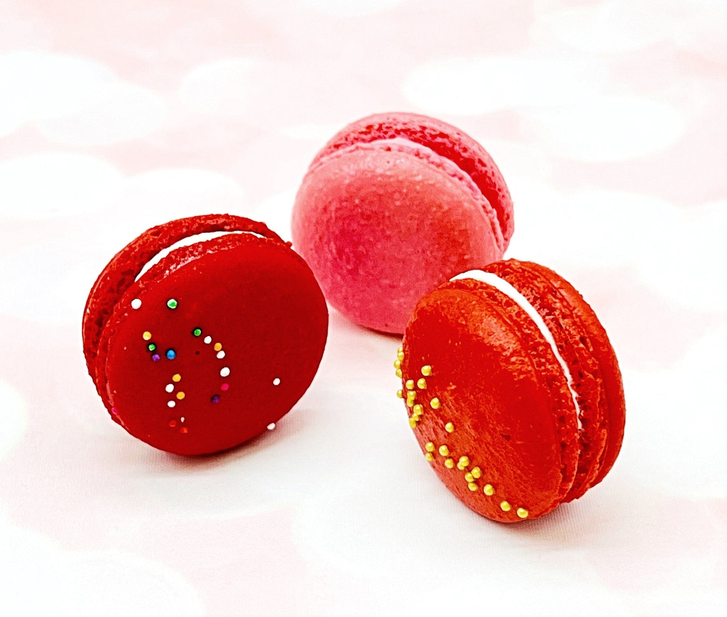 The Love Potion Macarons Value Pack | Raspberry, Vanilla Milk Jam and Red Rainbow - Macaron Centrale