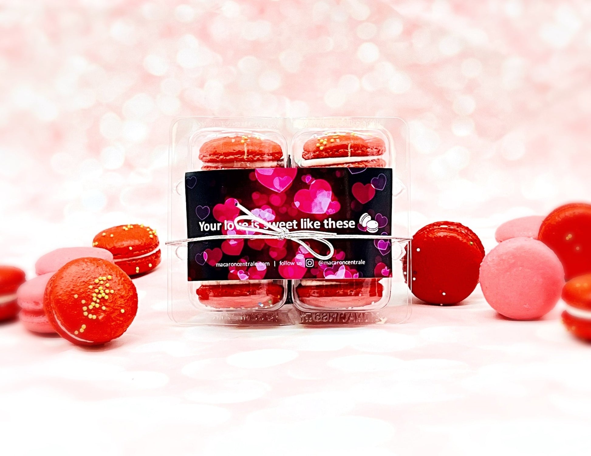 The Love Potion Macarons Value Pack | Raspberry, Vanilla Milk Jam and Red Rainbow - Macaron Centrale