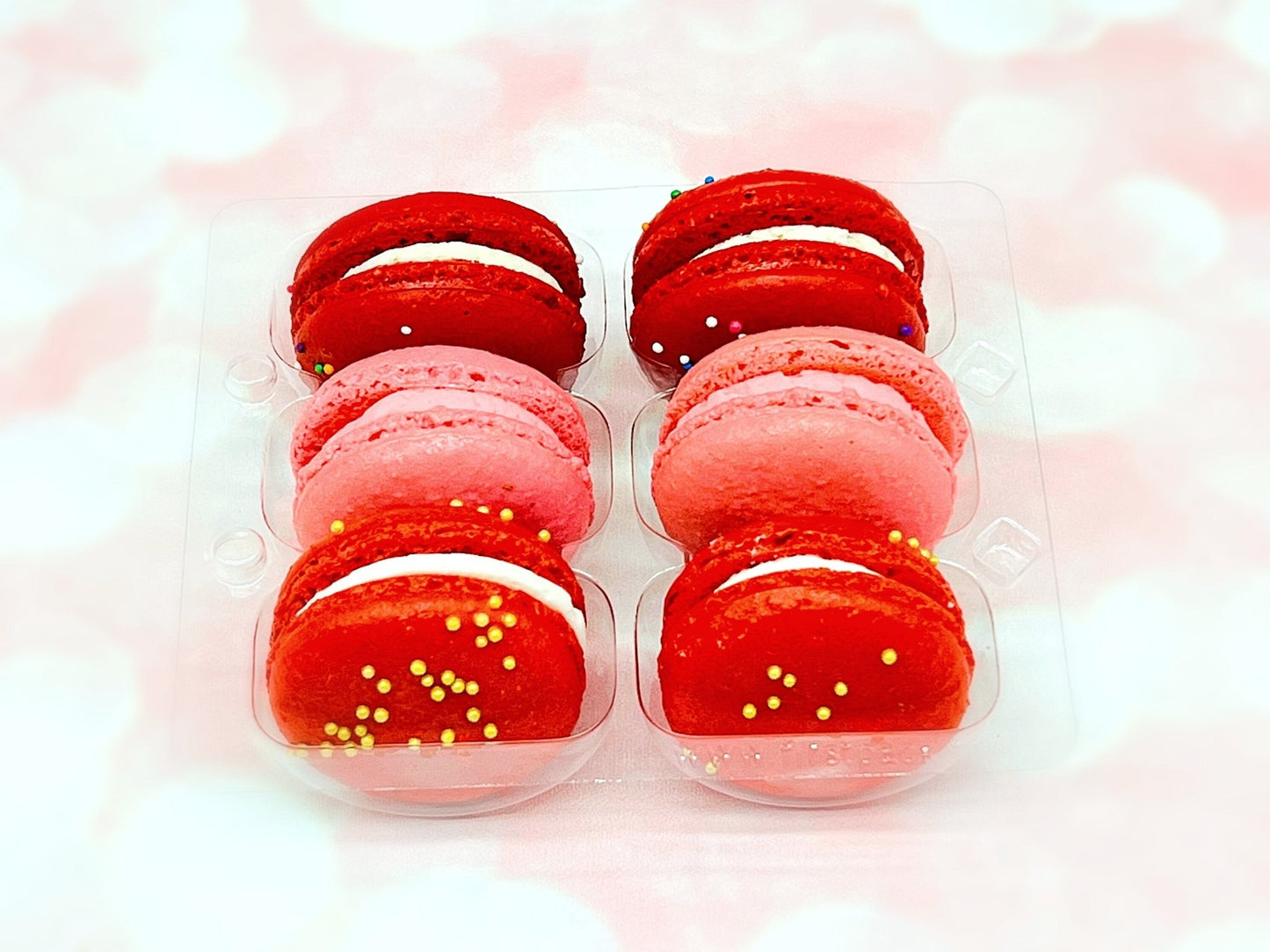 The Love Potion Macarons Value Pack | Raspberry, Vanilla Milk Jam and Red Rainbow - Macaron Centrale