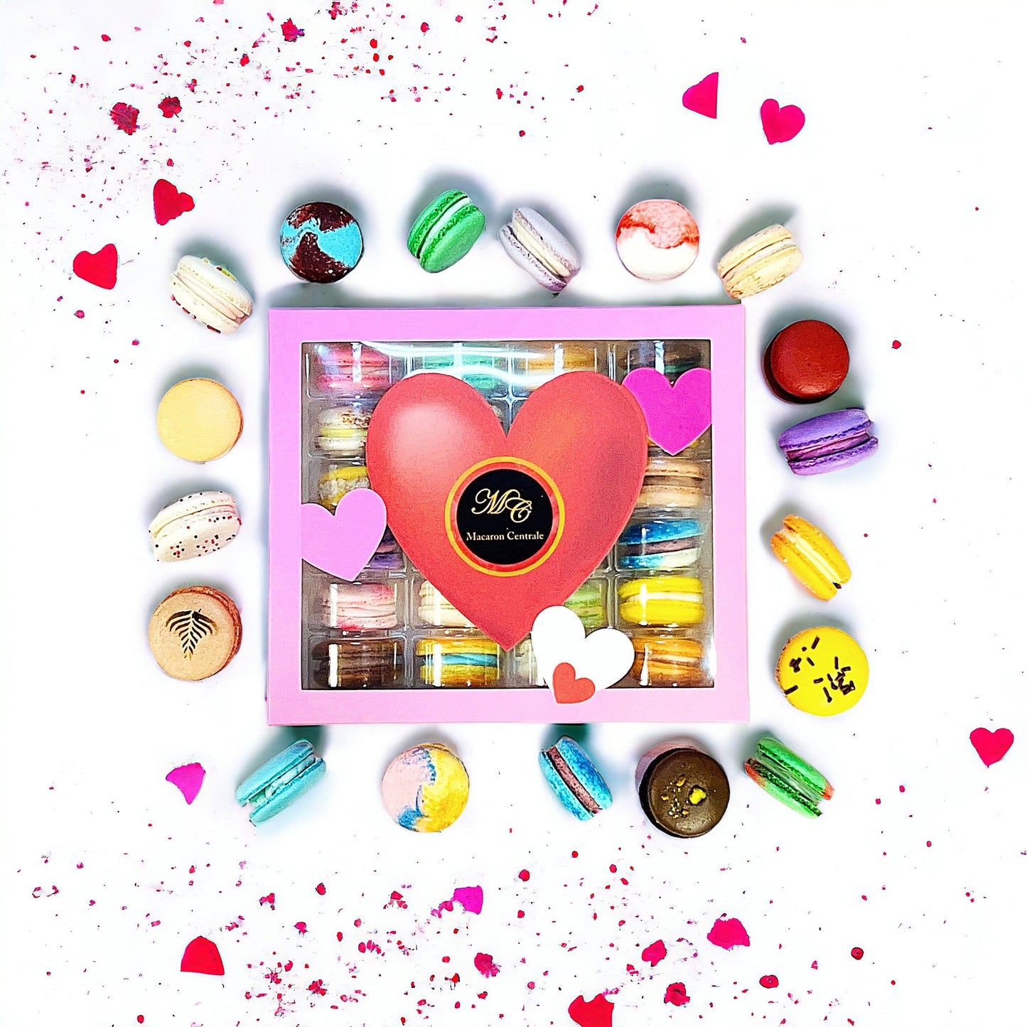 Timeless Romance | Surprise Me! 24 Pack Vegan French Macarons Set | Plant Based 24 Different Flavors of Fun! - Macaron Centrale